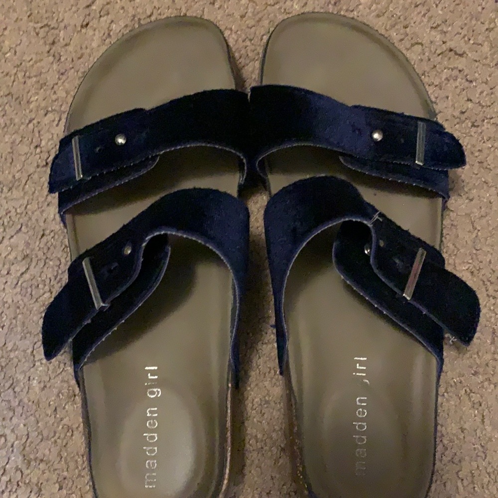 Blue velvet slides